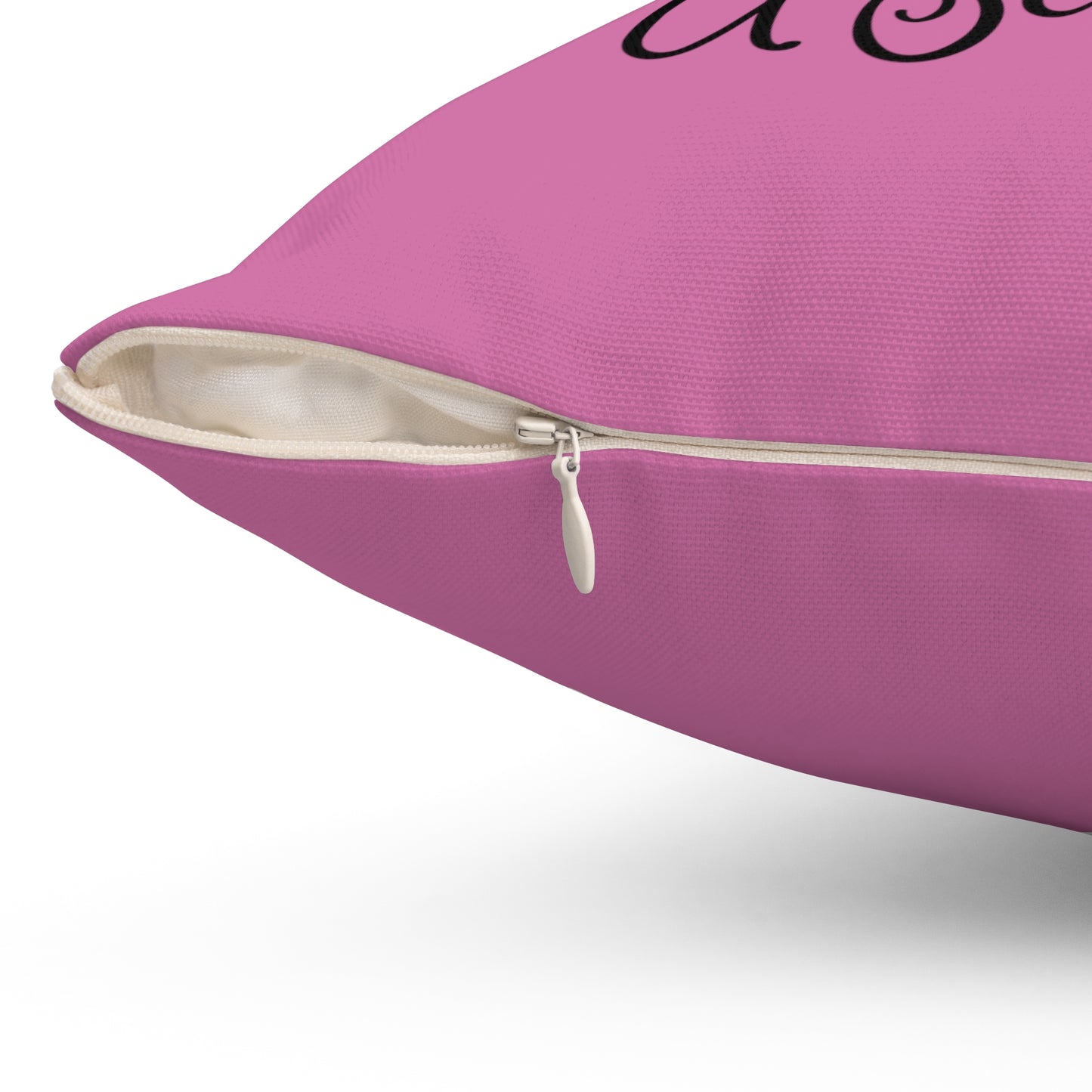 Pink Spun Polyester Square Pillow