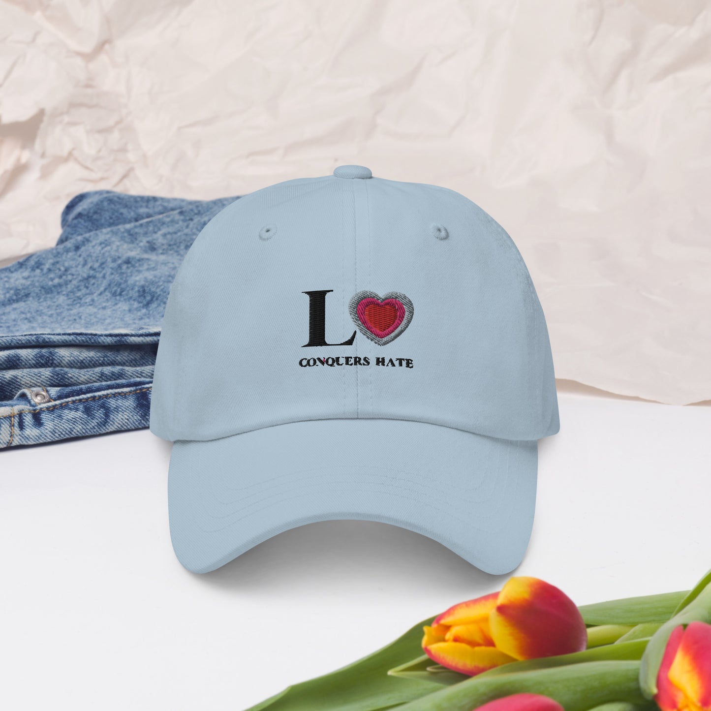 Light color classic love hat (with embroidery text)