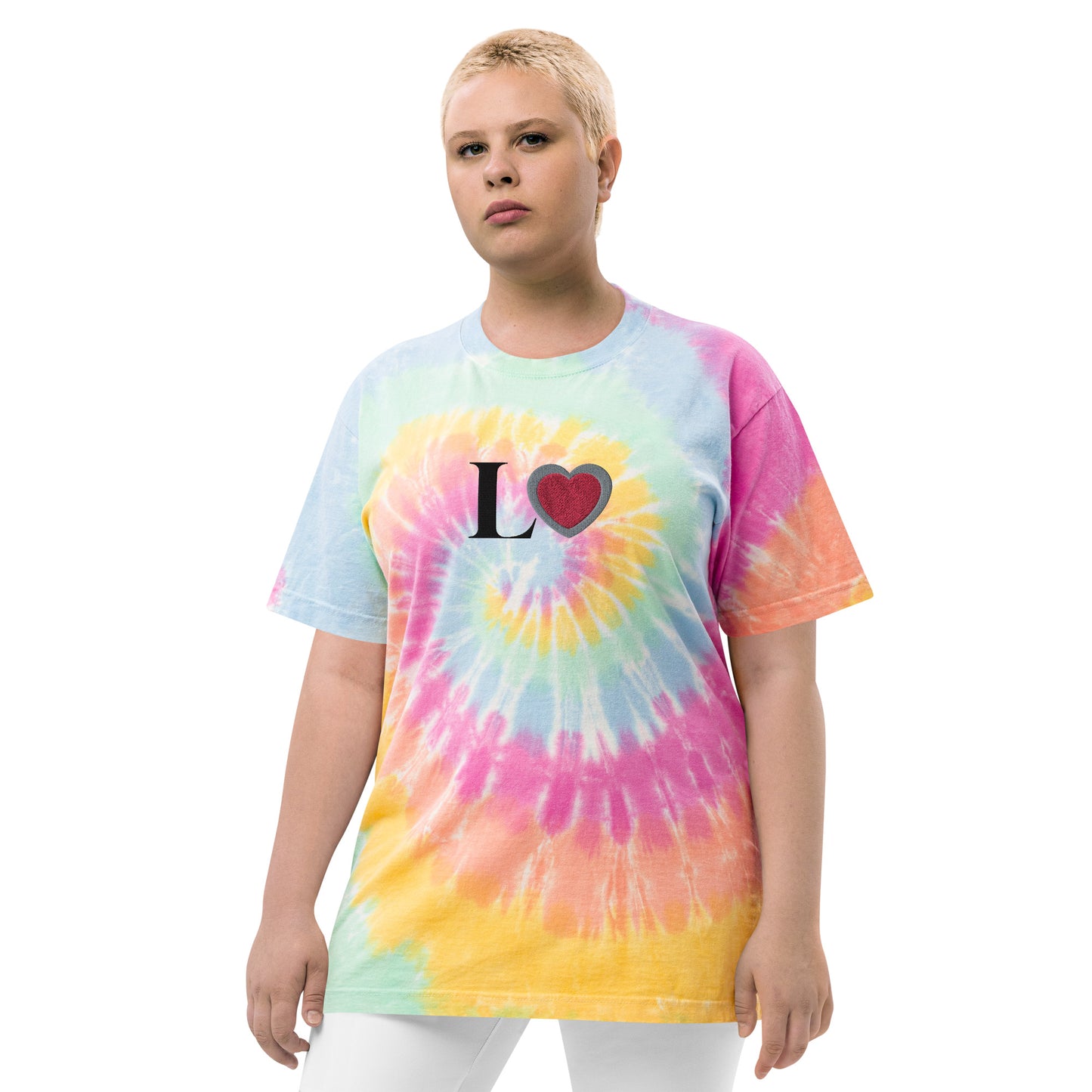 Oversized tie-dye Unisex t-shirt (with embroidery text)