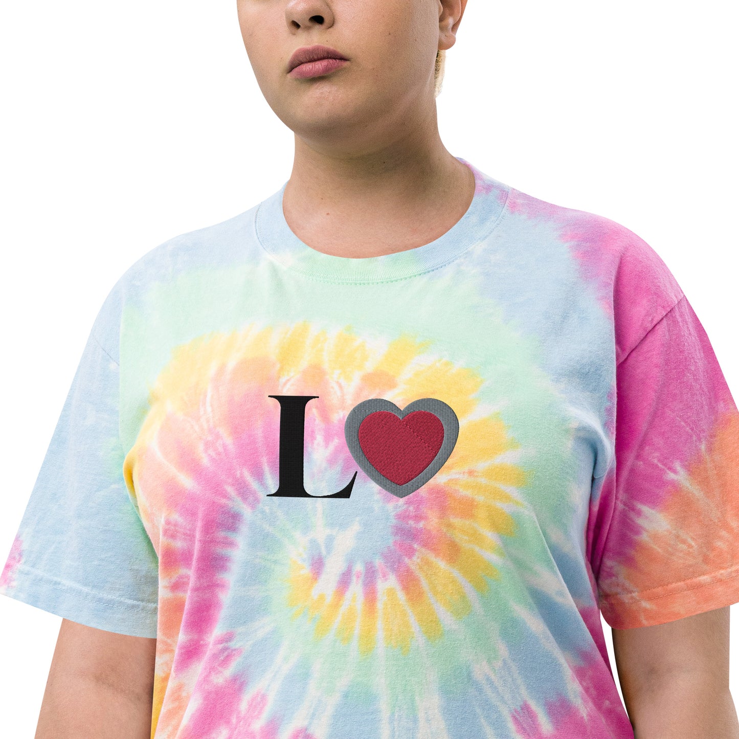 Oversized tie-dye Unisex t-shirt (with embroidery text)